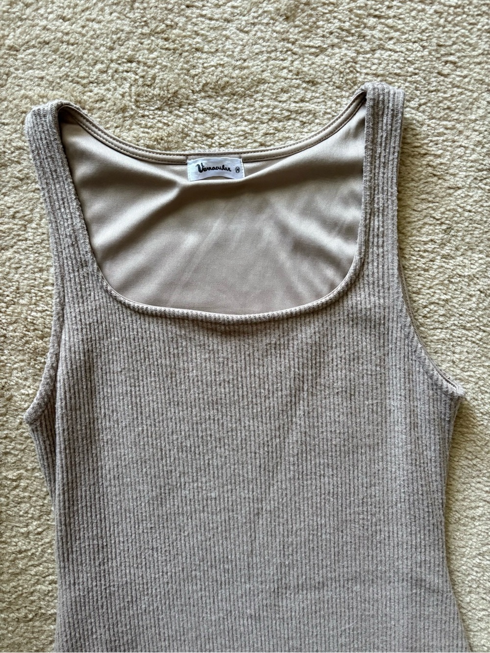 Taupe Ribbed Mini Dress - Picture 2 of 3